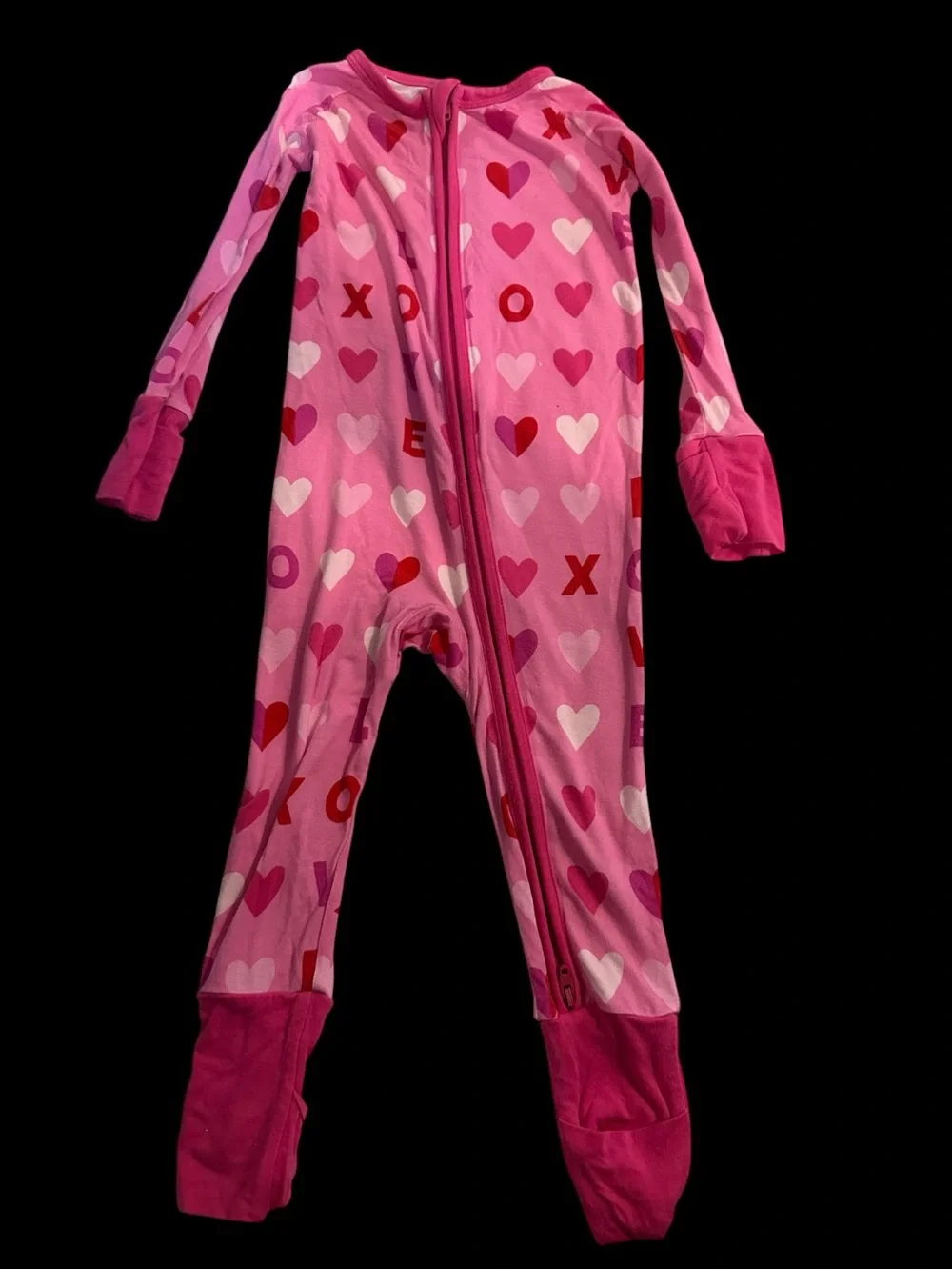 Little Sleepies Pink Heart & XOXO Zip Romper — Size 6-12 months